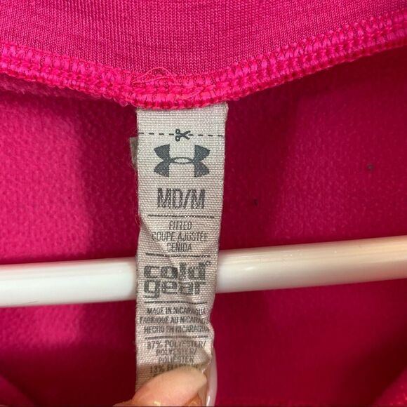 Ladies Under Armour Bright Pink Cold Gear Fitted 1/4 Zip Jacket Size Medium - Picture 7 of 13